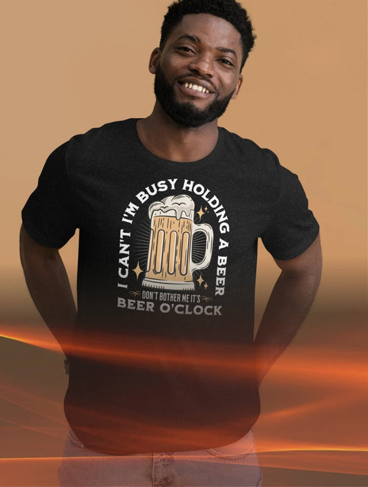 It's Beer O'Clock T-Shirt | Funny Slogan T-Shirt - Black Heather - T-Shirts Online 
