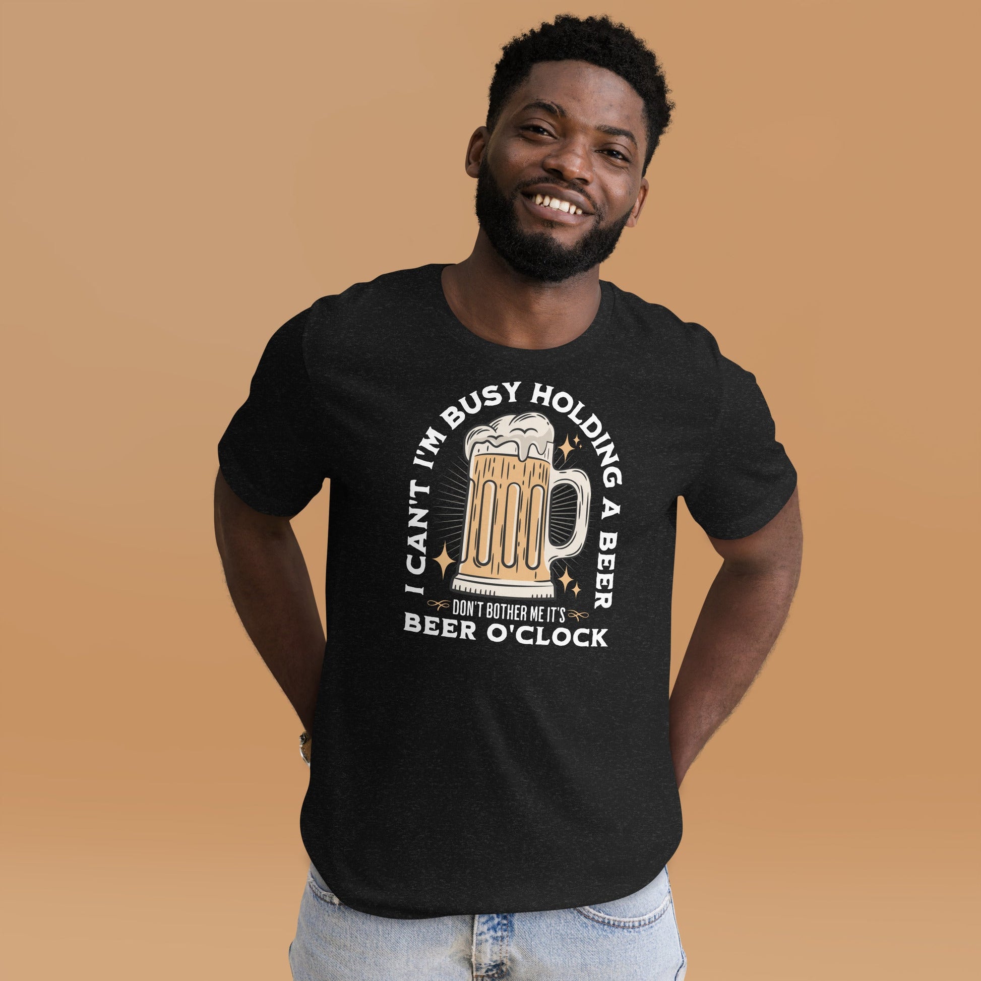 It's Beer O'Clock T-Shirt | Funny Slogan T-Shirt - Black Heather - T-Shirts Online