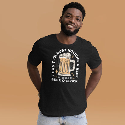 It's Beer O'Clock T-Shirt | Funny Slogan T-Shirt - Black Heather - T-Shirts Online