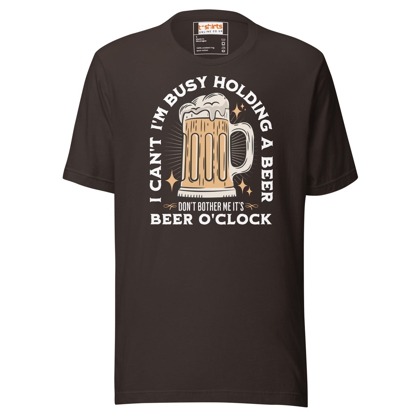 It's Beer O'Clock T-Shirt | Funny Slogan T-Shirt - Brown - T-Shirts Online