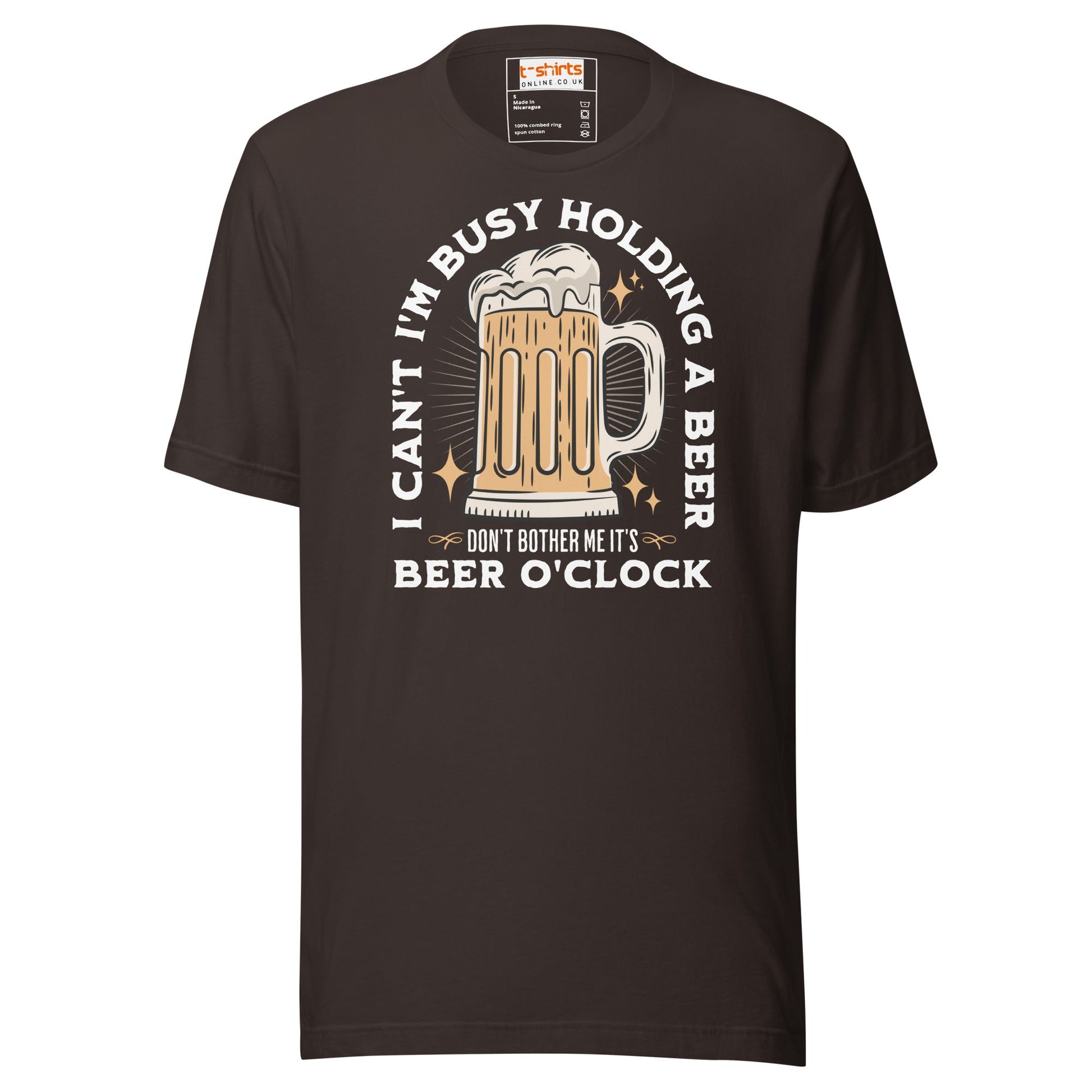It's Beer O'Clock T-Shirt | Funny Slogan T-Shirt - Brown - T-Shirts Online