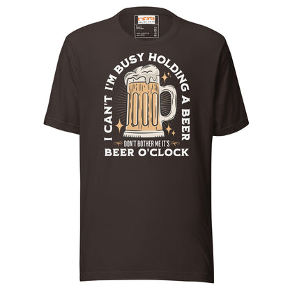 It's Beer O'Clock T-Shirt | Funny Slogan T-Shirt - Brown - T-Shirts Online