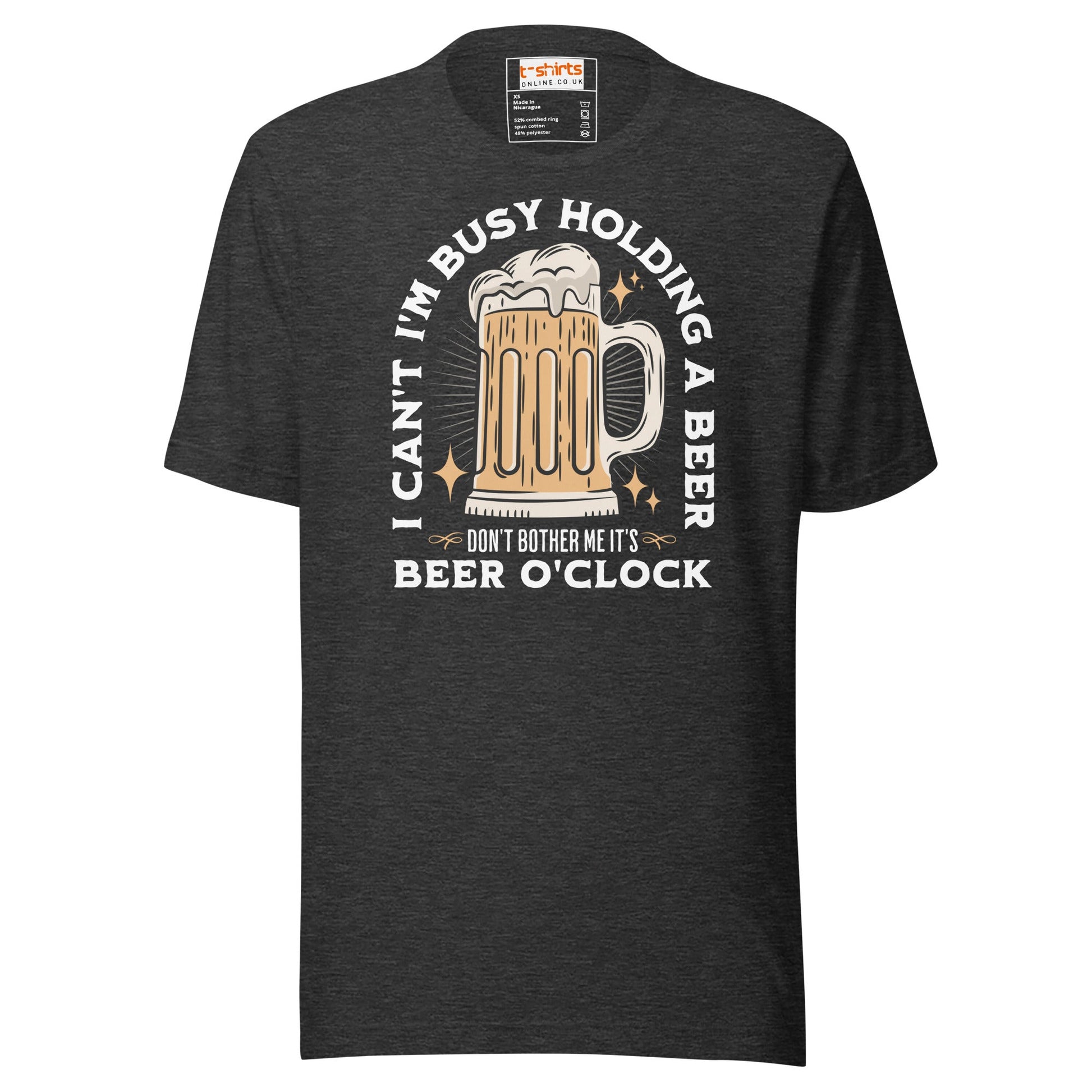 It's Beer O'Clock T-Shirt | Funny Slogan T-Shirt - Dark Grey Heather - T-Shirts Online