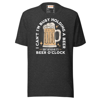 It's Beer O'Clock T-Shirt | Funny Slogan T-Shirt - Dark Grey Heather - T-Shirts Online