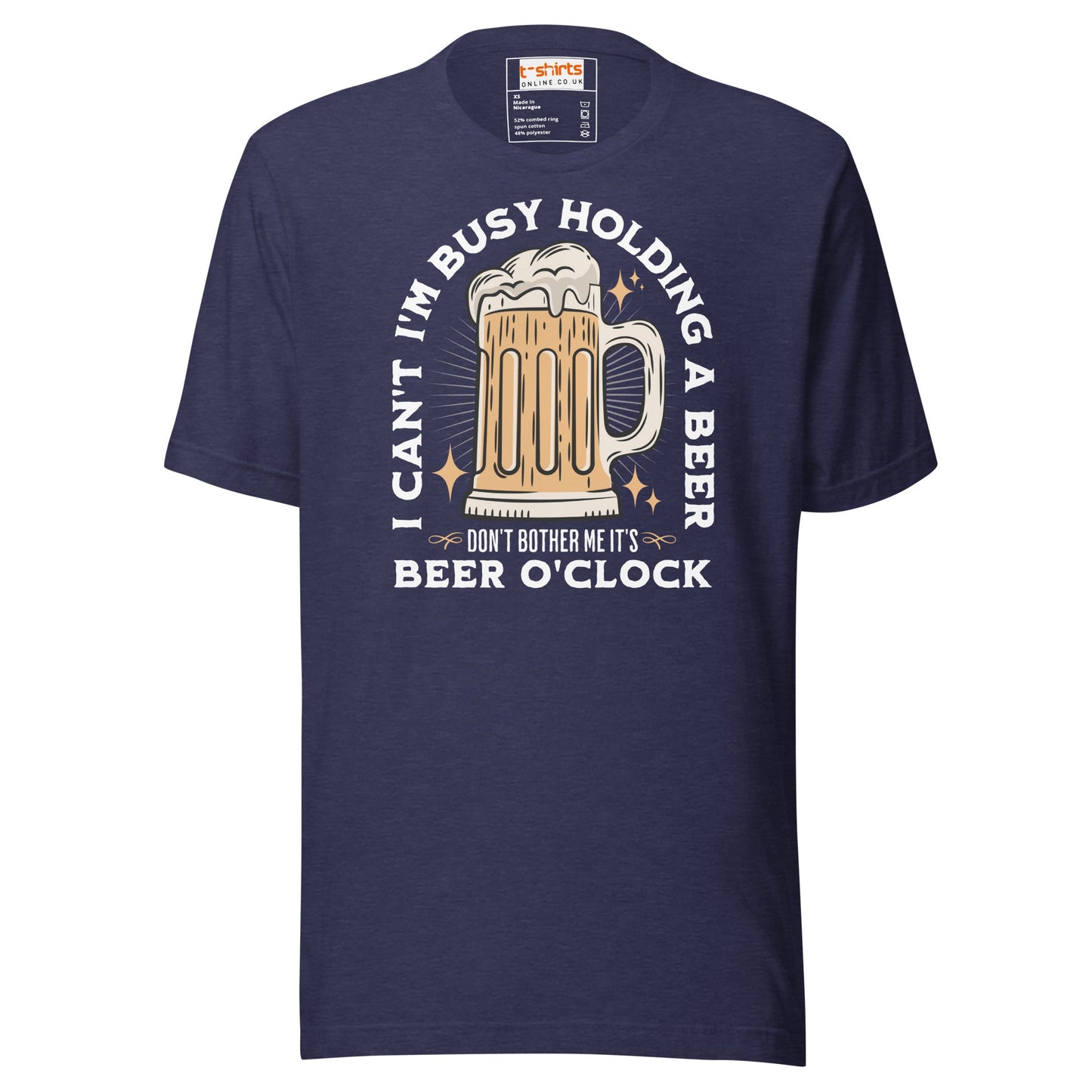 It's Beer O'Clock T-Shirt | Funny Slogan T-Shirt - Heather Midnight Navy - T-Shirts Online