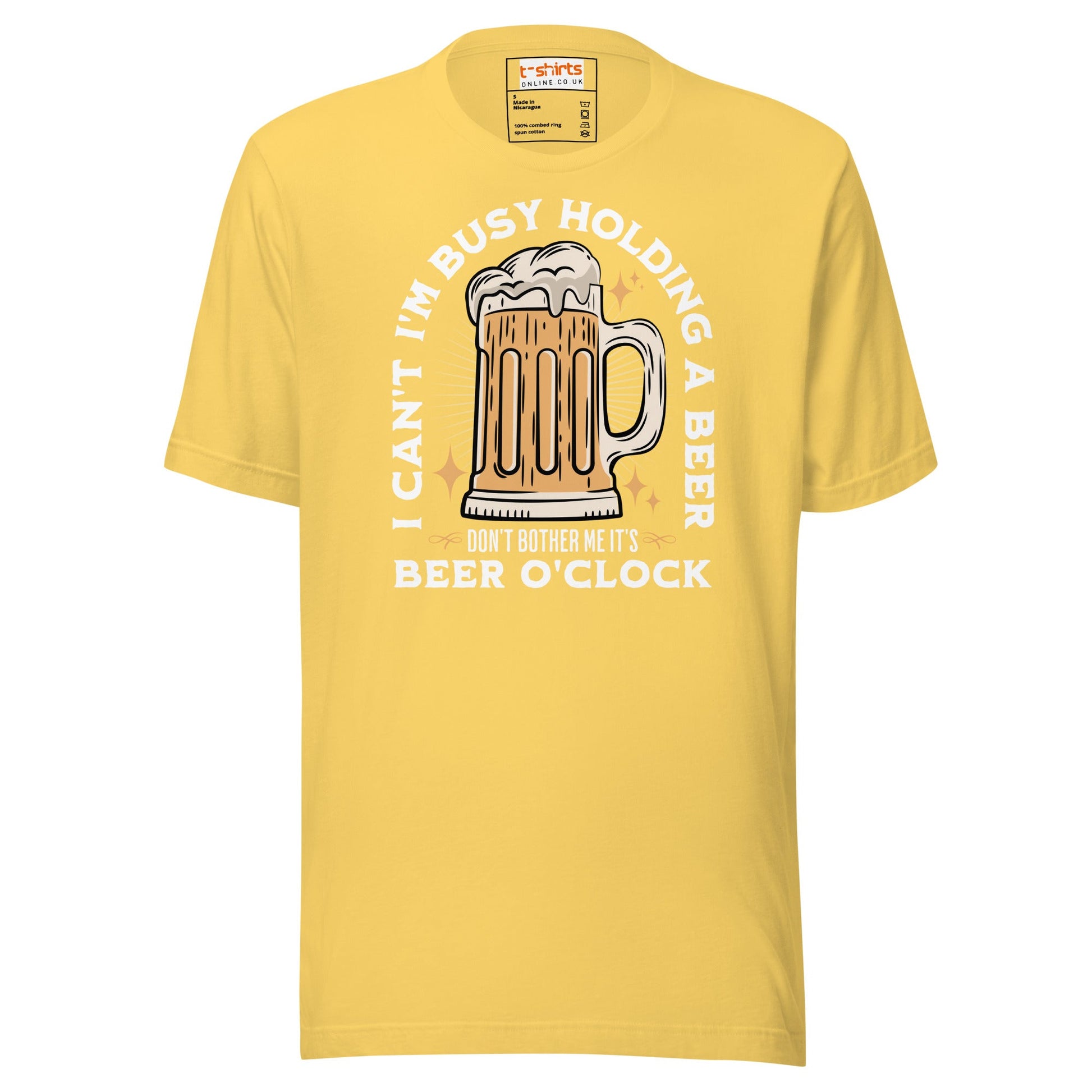 It's Beer O'Clock T-Shirt | Funny Slogan T-Shirt - Yellow - T-Shirts Online