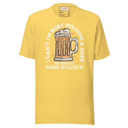 It's Beer O'Clock T-Shirt | Funny Slogan T-Shirt - Yellow - T-Shirts Online