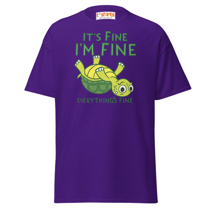 It’s Fine I’m Fine Turtle T-Shirt – Funny Graphic Tee - Purple - T-Shirts Online