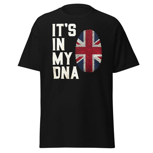 It's In My DNA British UK Union Jack Fingerprint T-Shirt - Black - T-Shirts Online