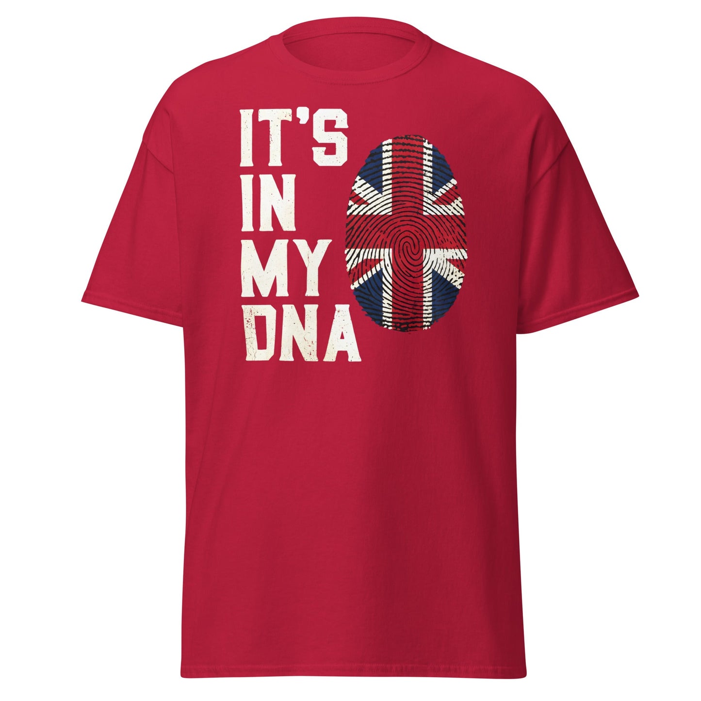 It's In My DNA British UK Union Jack Fingerprint T-Shirt - Cardinal - T-Shirts Online
