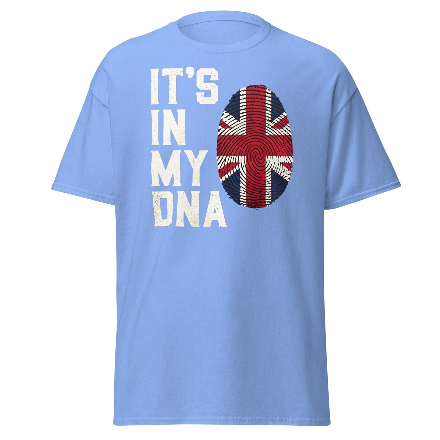 It's In My DNA British UK Union Jack Fingerprint T-Shirt - Carolina Blue - T-Shirts Online