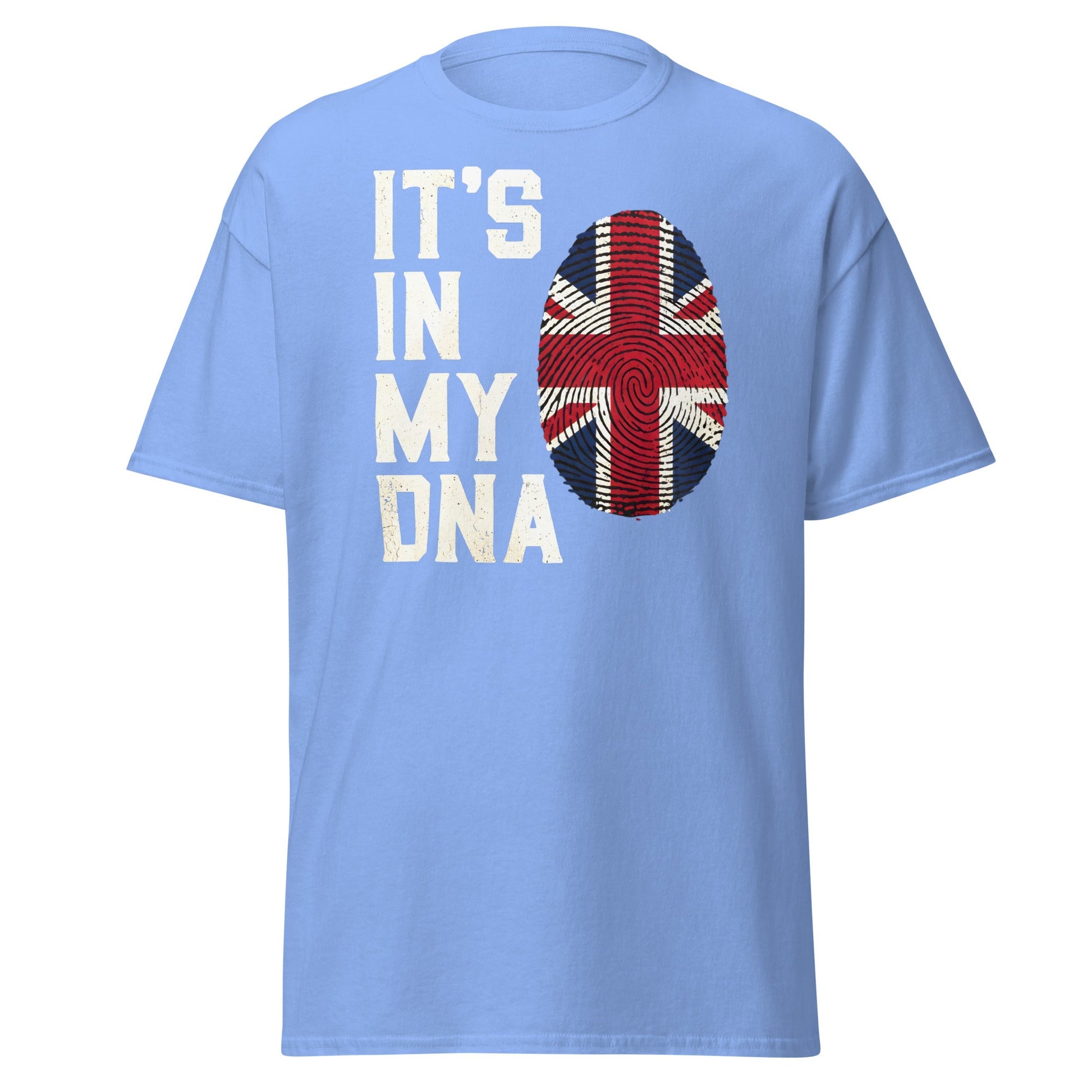 It's In My DNA British UK Union Jack Fingerprint T-Shirt - Carolina Blue - T-Shirts Online