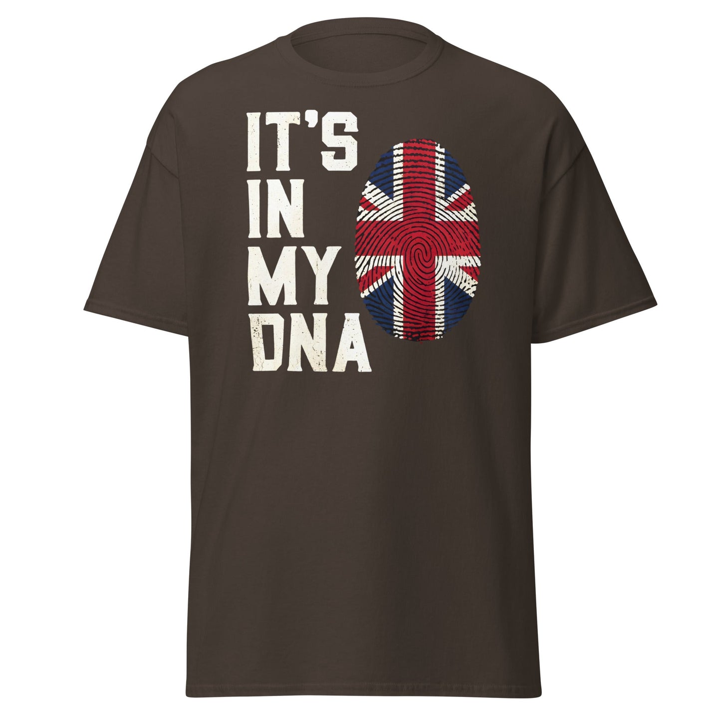 It's In My DNA British UK Union Jack Fingerprint T-Shirt - Dark Chocolate - T-Shirts Online