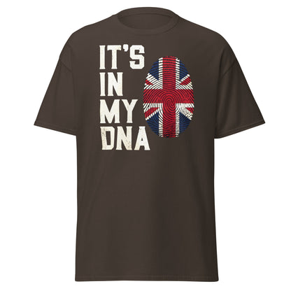 It's In My DNA British UK Union Jack Fingerprint T-Shirt - Dark Chocolate - T-Shirts Online