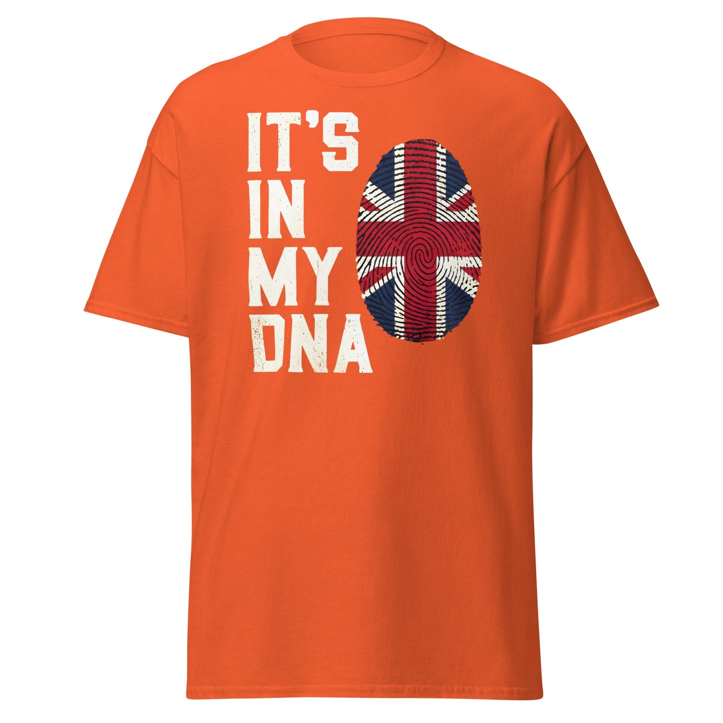 It's In My DNA British UK Union Jack Fingerprint T-Shirt - Orange - T-Shirts Online