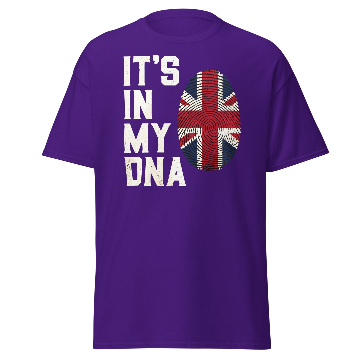 It's In My DNA British UK Union Jack Fingerprint T-Shirt - Purple - T-Shirts Online