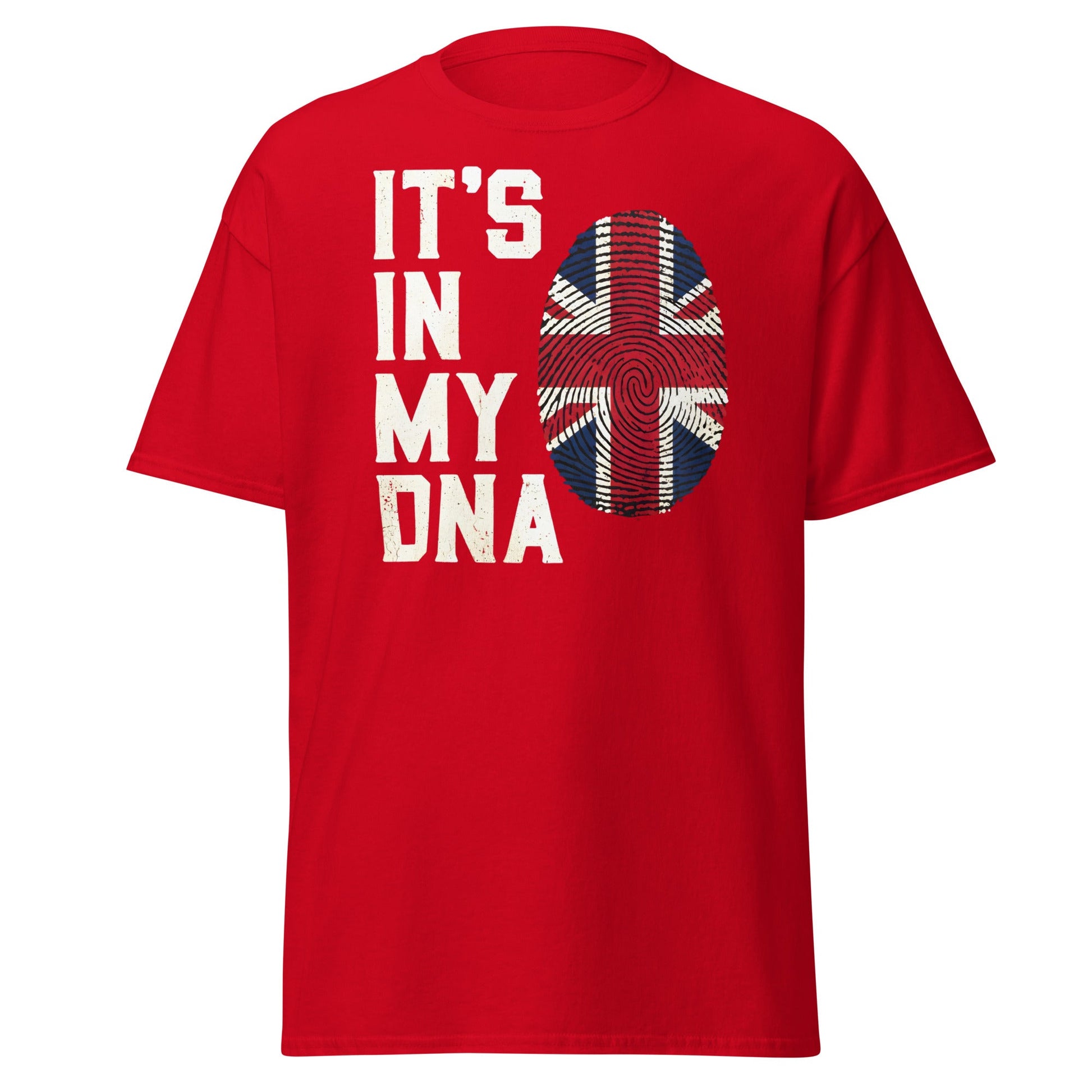 It's In My DNA British UK Union Jack Fingerprint T-Shirt - Red - T-Shirts Online