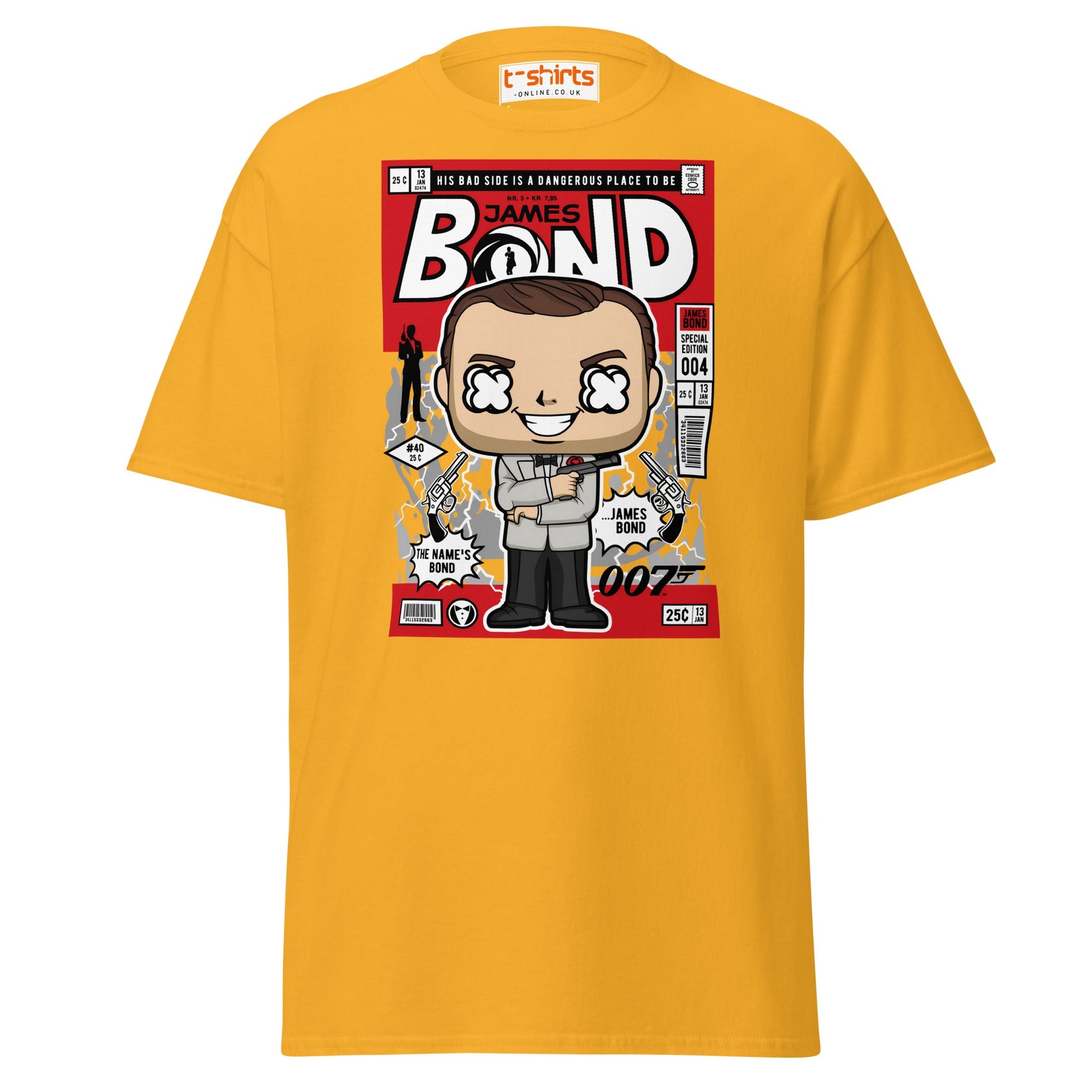 James Bond Funko Style Comic T-Shirt - Gold - T-Shirts Online