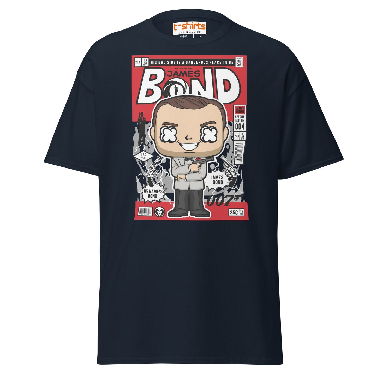 James Bond Funko Style Comic T-Shirt - Navy - T-Shirts Online