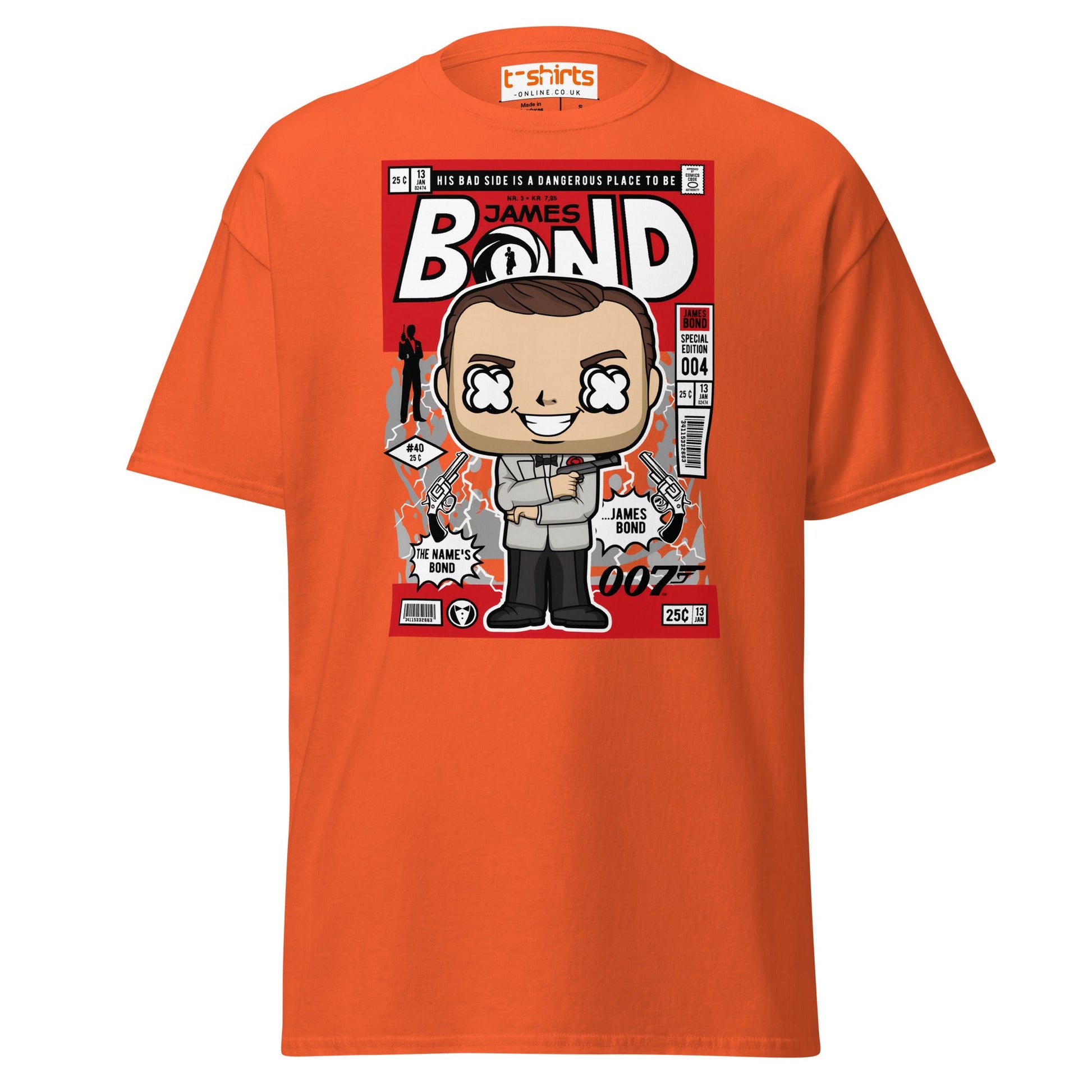 James Bond Funko Style Comic T-Shirt - Orange - T-Shirts Online