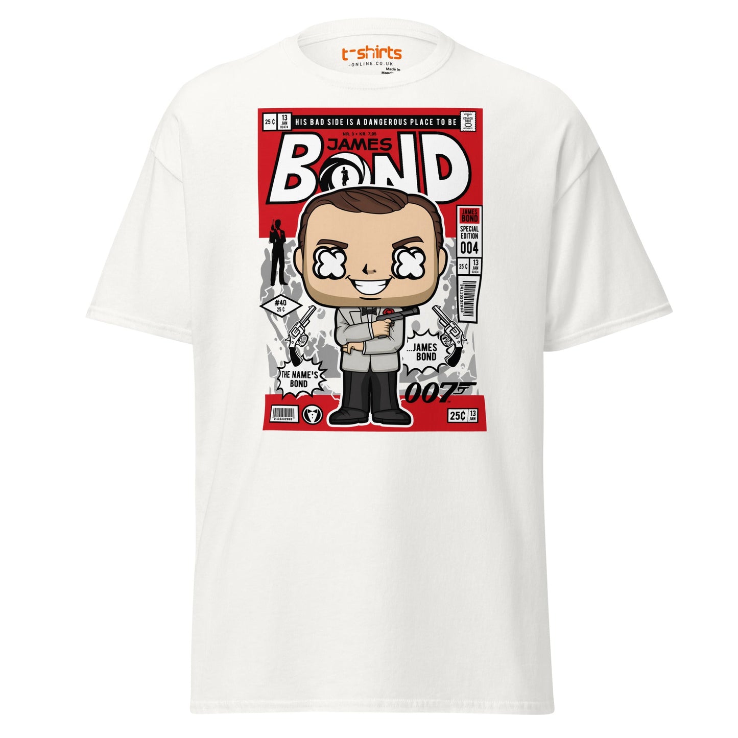 James Bond Funko Style Comic T-Shirt - White - T-Shirts Online