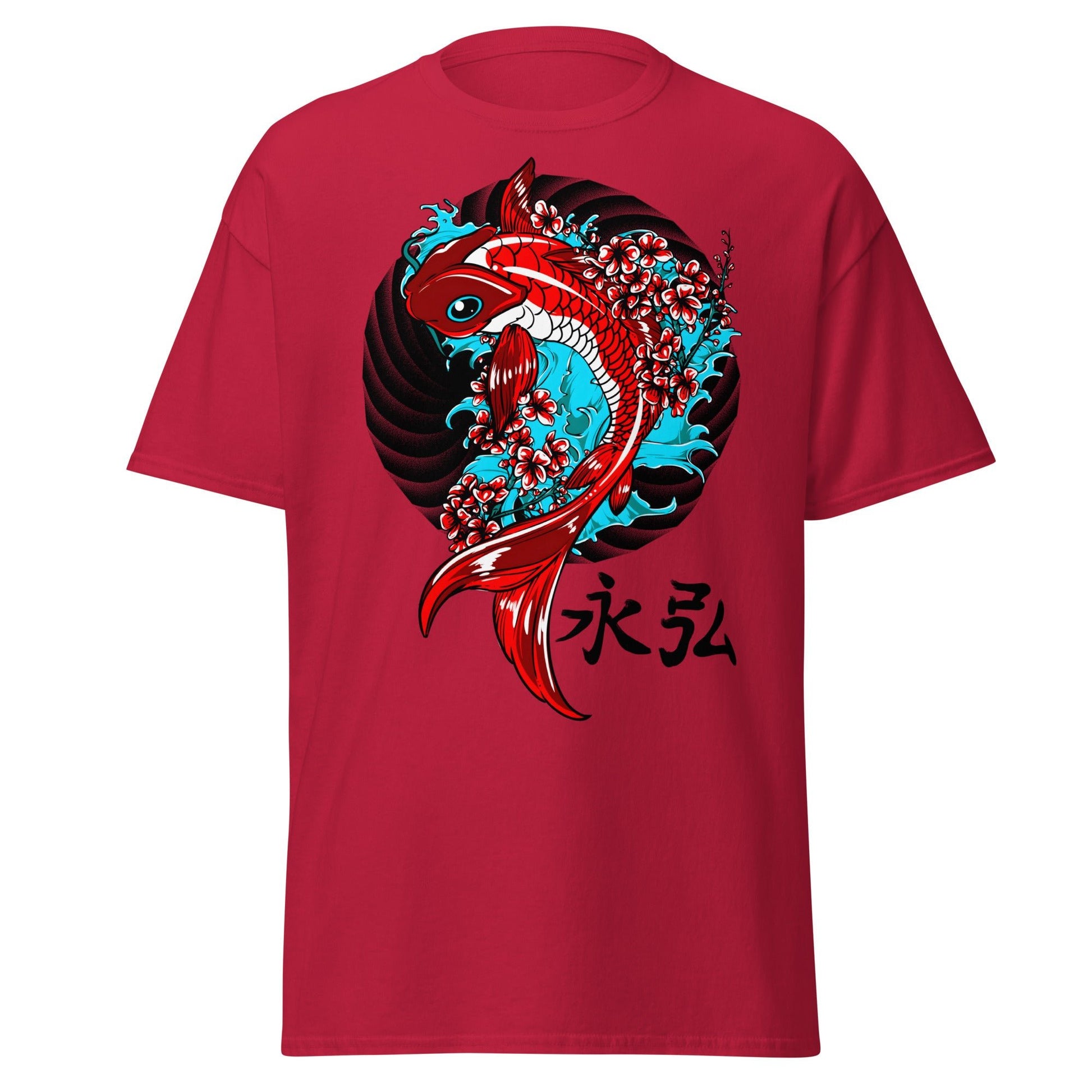 Japanese Koi Fish & Cherry Blossom T-Shirt - Cardinal - T-Shirts Online