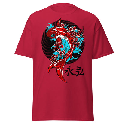 Japanese Koi Fish & Cherry Blossom T-Shirt - Cardinal - T-Shirts Online