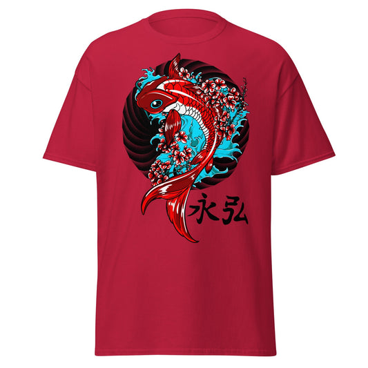 Japanese Koi Fish & Cherry Blossom T-Shirt - Cardinal - T-Shirts Online