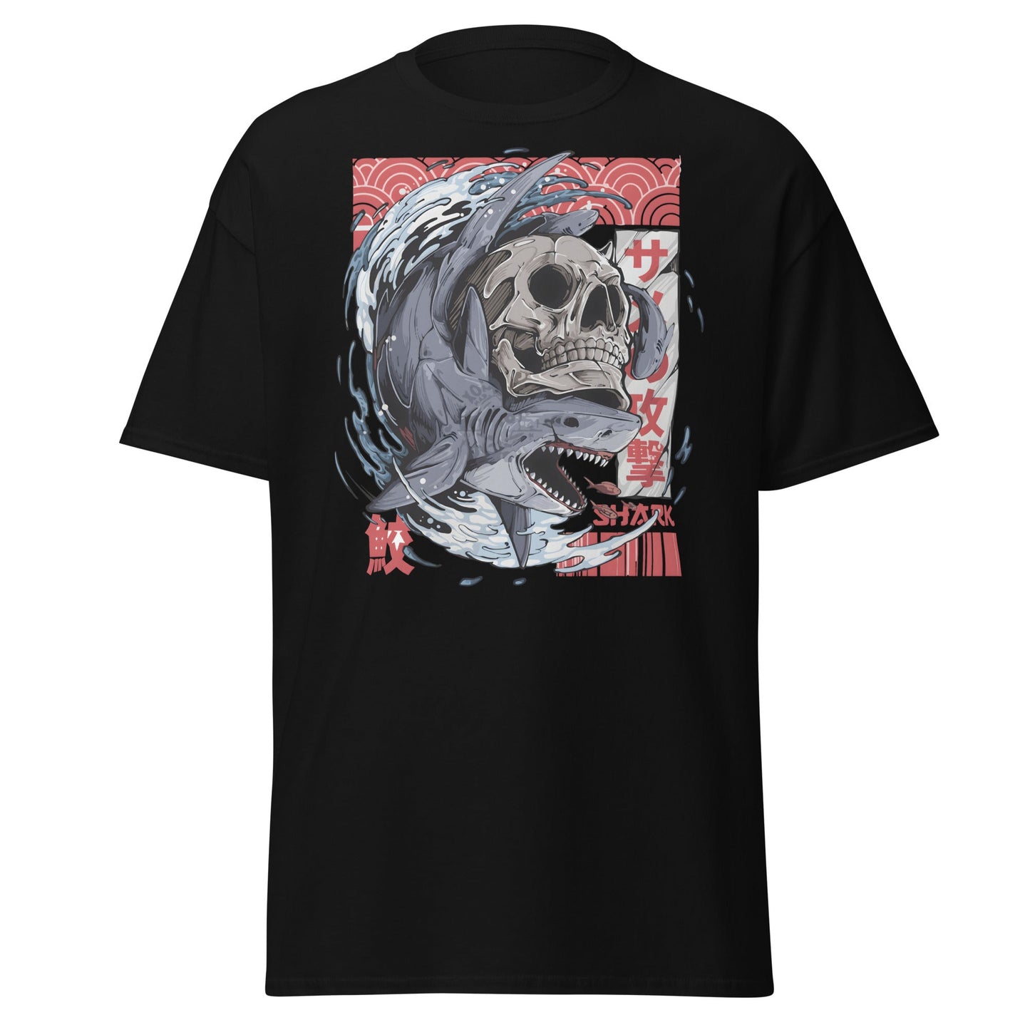Japanese Shark Skull Tattoo Art T-Shirt - Black - T-Shirts Online