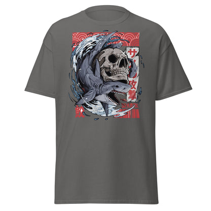 Japanese Shark Skull Tattoo Art T-Shirt - Charcoal - T-Shirts Online