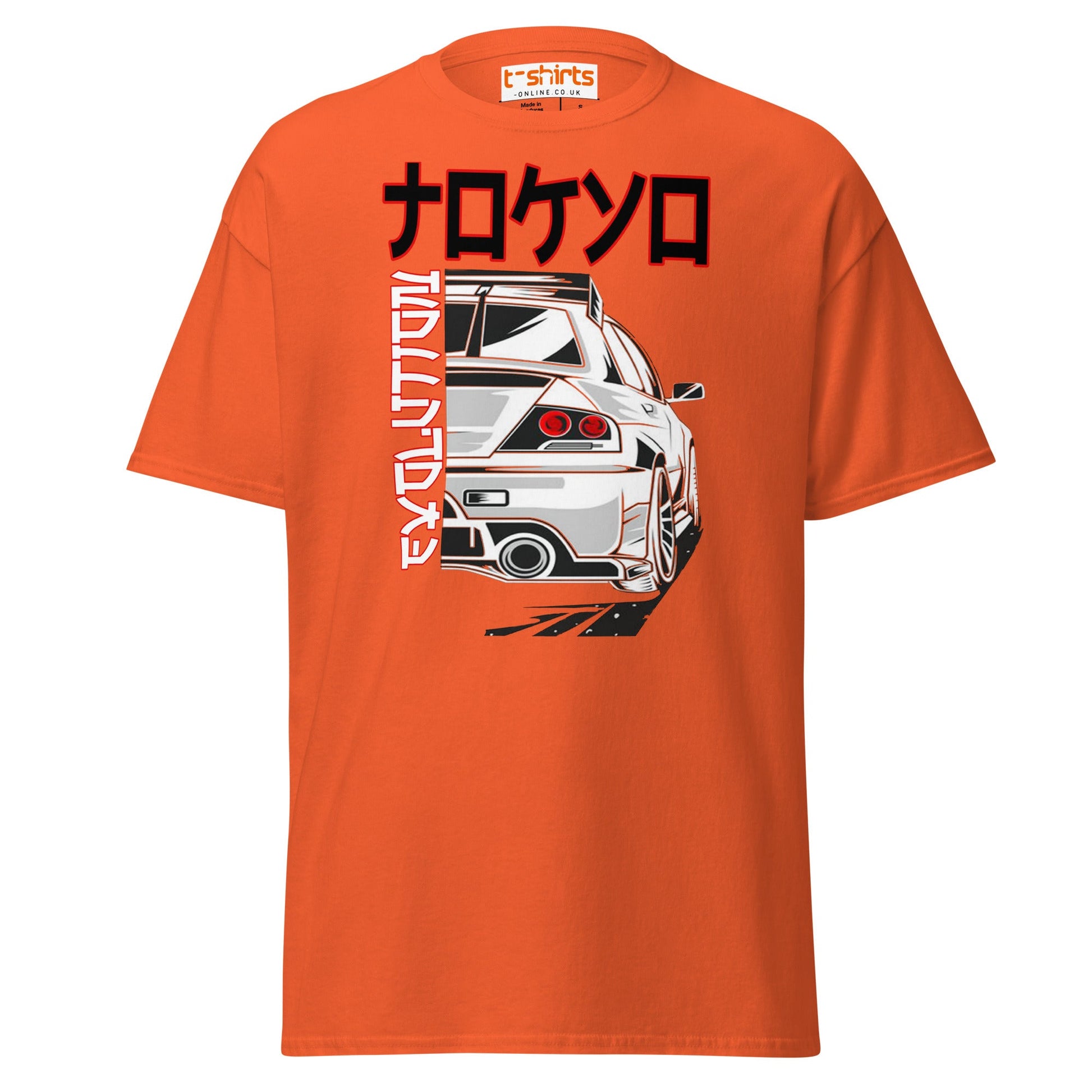 JDM Drift Car T-Shirt | Japanese Kanji Streetwear Tee - Orange - T-Shirts Online