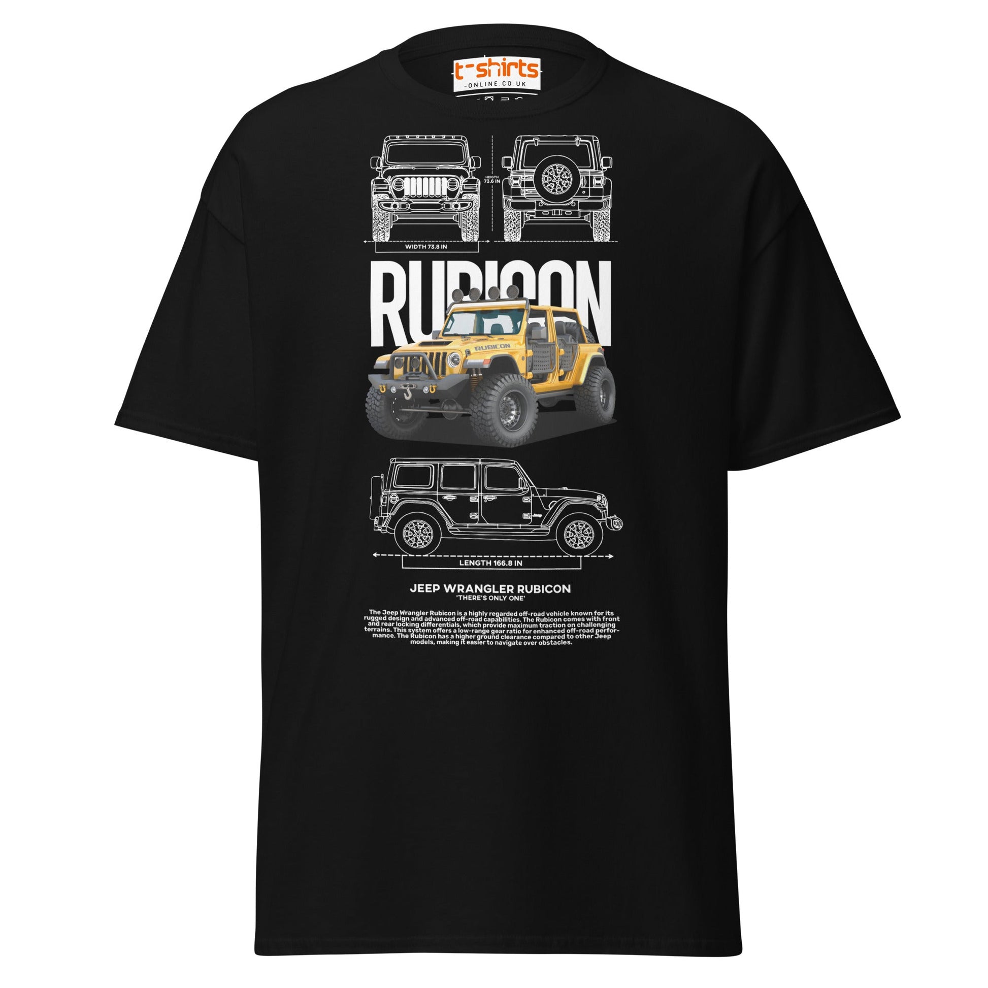 Jeep Wrangler Rubicon Blueprint & Design Tee - Black - T-Shirts Online