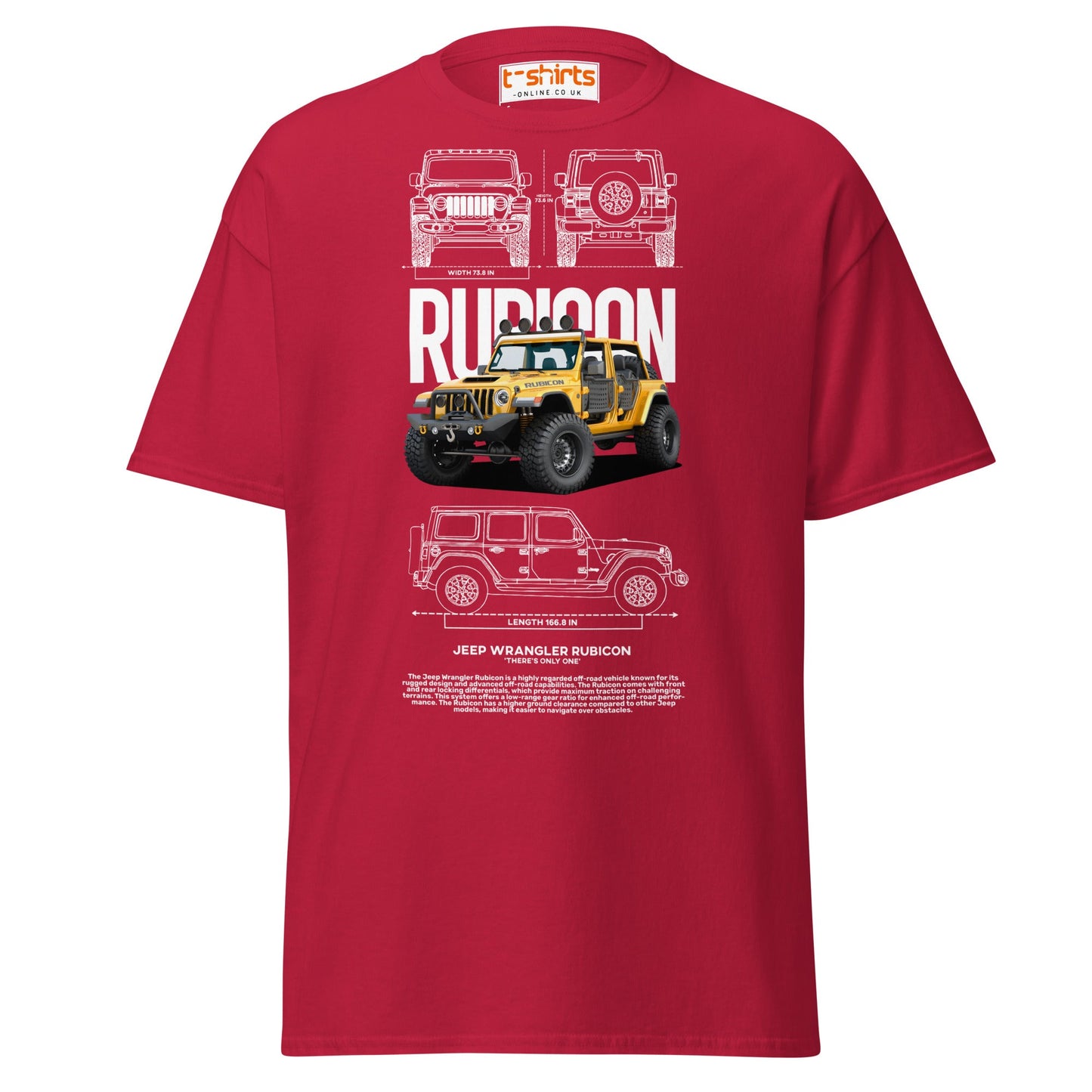Jeep Wrangler Rubicon Blueprint & Design Tee - Cardinal - T-Shirts Online