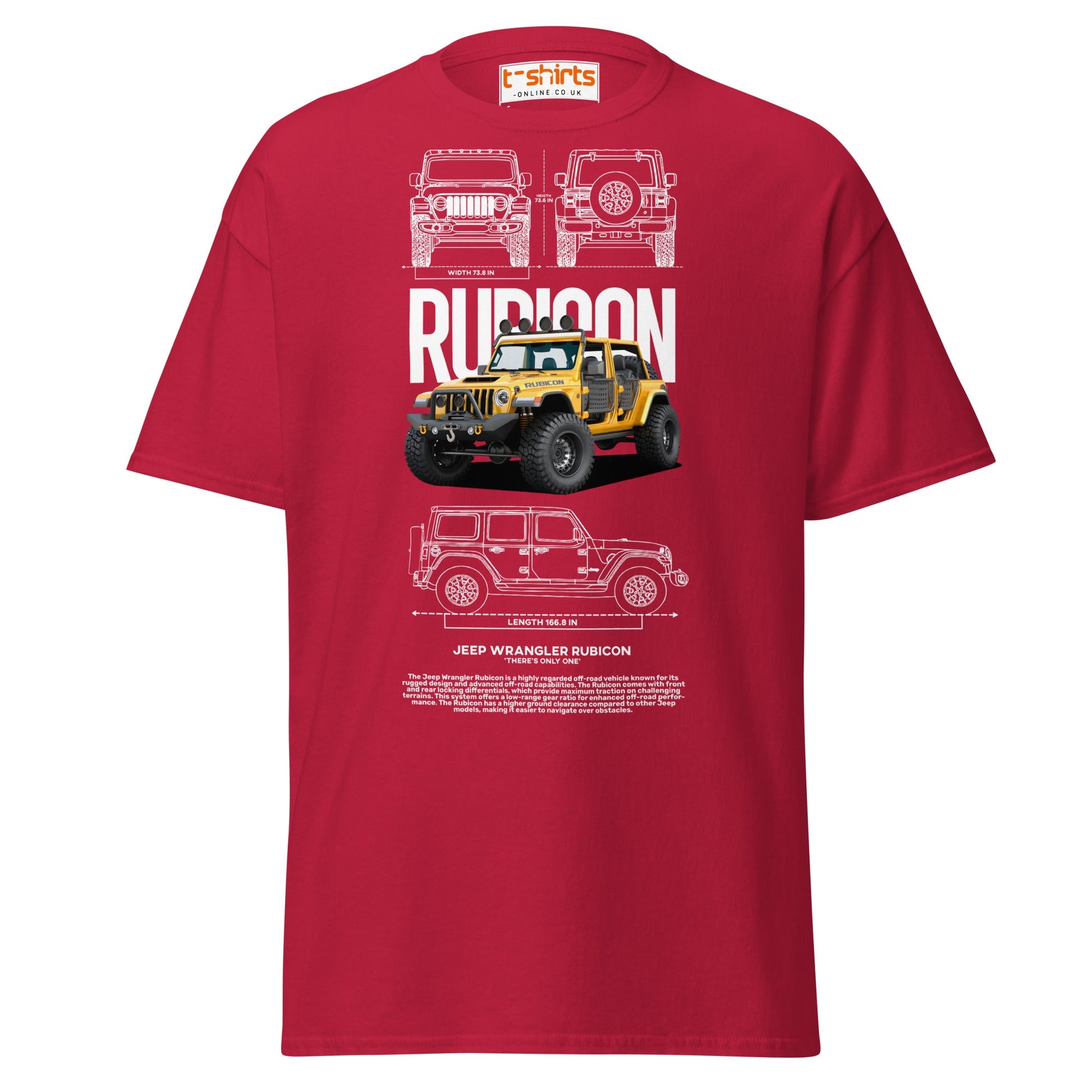 Jeep Wrangler Rubicon Blueprint & Design Tee - Cardinal - T-Shirts Online