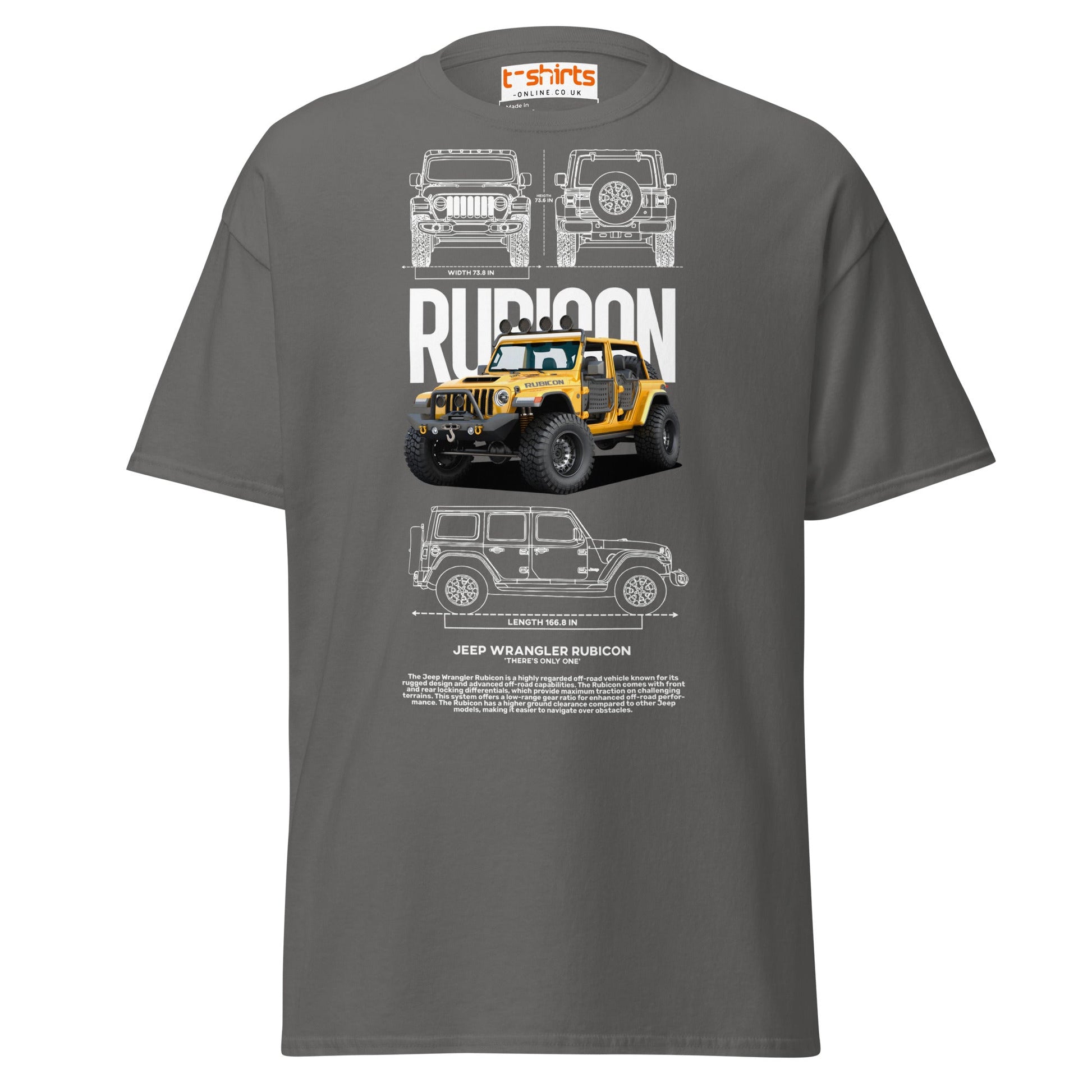 Jeep Wrangler Rubicon Blueprint & Design Tee - Charcoal - T-Shirts Online