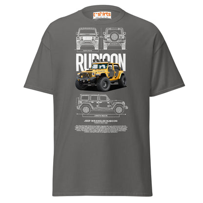 Jeep Wrangler Rubicon Blueprint & Design Tee - Charcoal - T-Shirts Online