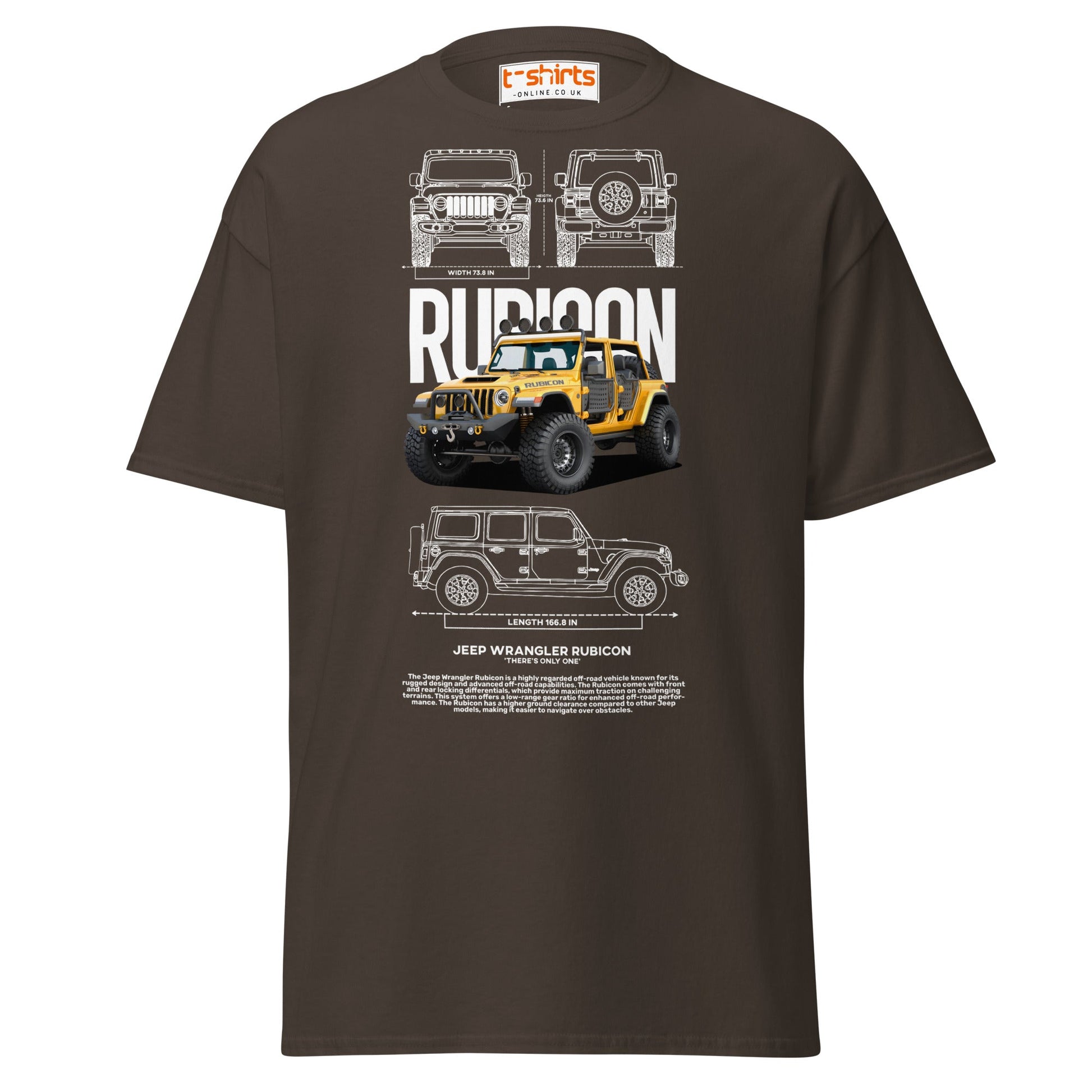Jeep Wrangler Rubicon Blueprint & Design Tee - Dark Chocolate - T-Shirts Online