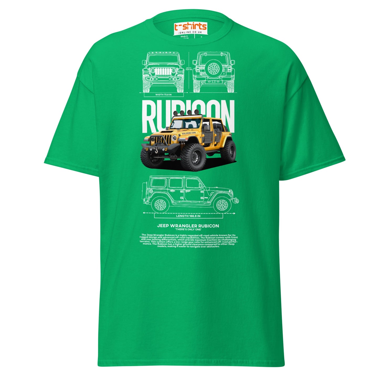 Jeep Wrangler Rubicon Blueprint & Design Tee - Irish Green - T-Shirts Online