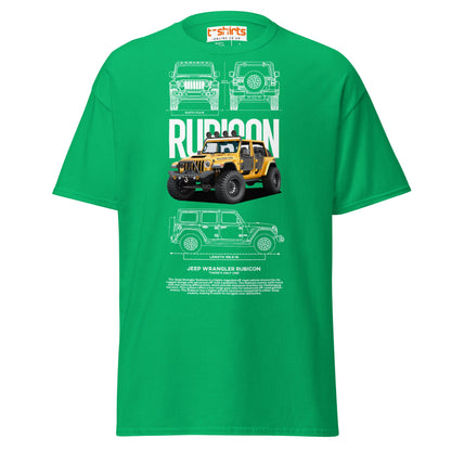 Jeep Wrangler Rubicon Blueprint & Design Tee - Irish Green - T-Shirts Online