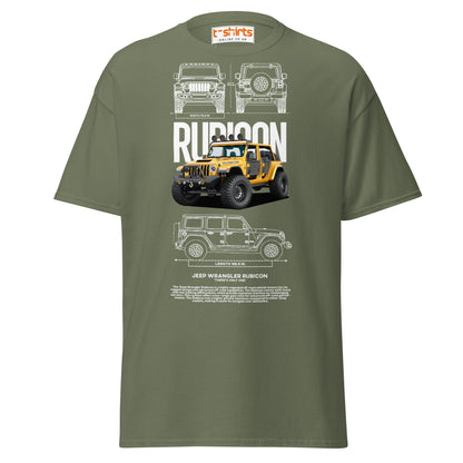 Jeep Wrangler Rubicon Blueprint & Design Tee - Military Green - T-Shirts Online