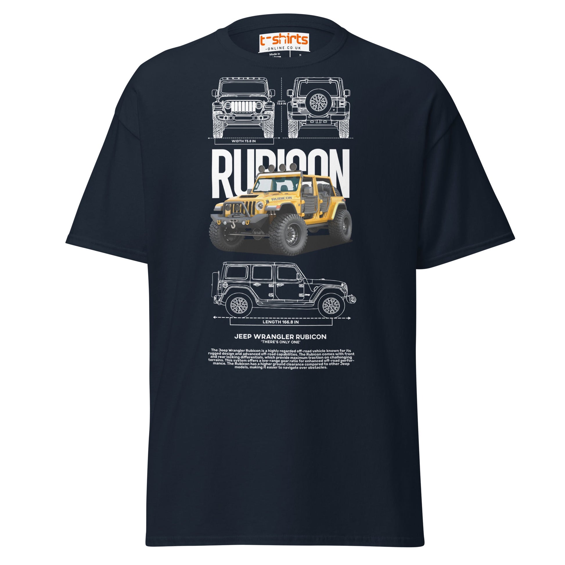 Jeep Wrangler Rubicon Blueprint & Design Tee - Navy - T-Shirts Online