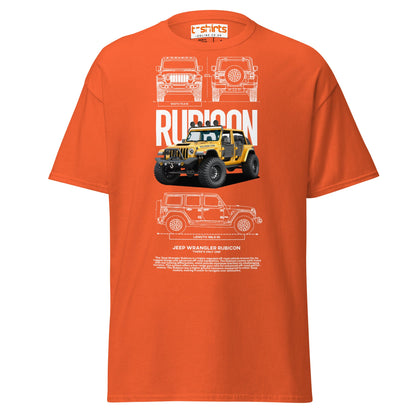 Jeep Wrangler Rubicon Blueprint & Design Tee - Orange - T-Shirts Online