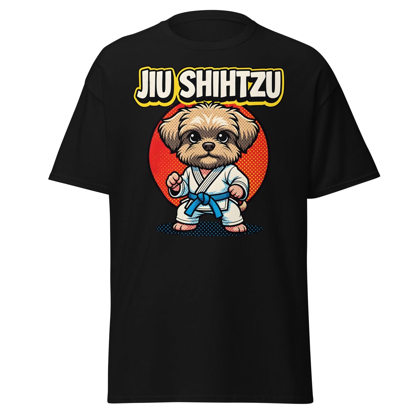 Jiu Shihtzu T-Shirt Funny BJJ Shih Tzu Dog Martial Arts Tee - Black - T-Shirts Online