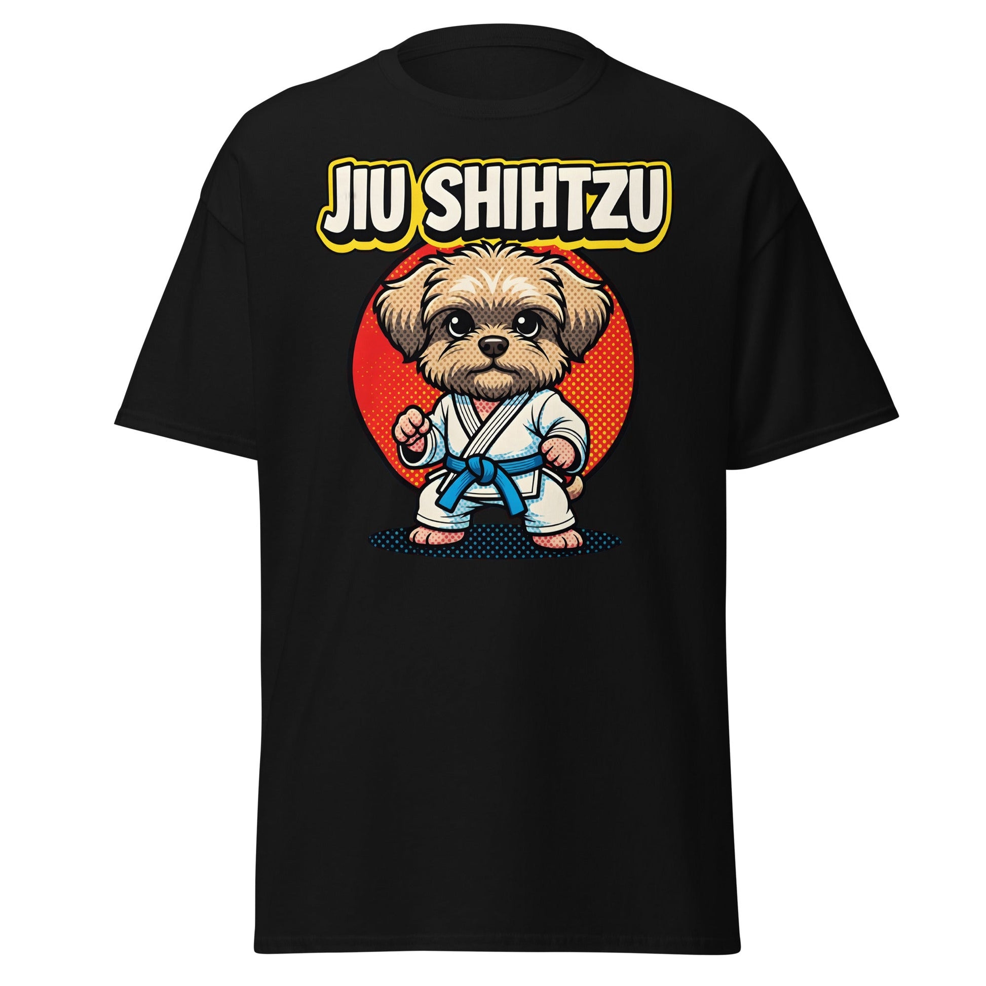 Jiu Shihtzu T-Shirt Funny BJJ Shih Tzu Dog Martial Arts Tee - Black - T-Shirts Online