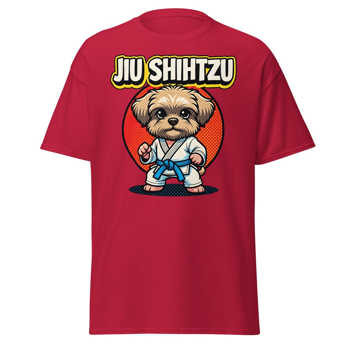 Jiu Shihtzu T-Shirt Funny BJJ Shih Tzu Dog Martial Arts Tee - Cardinal - T-Shirts Online