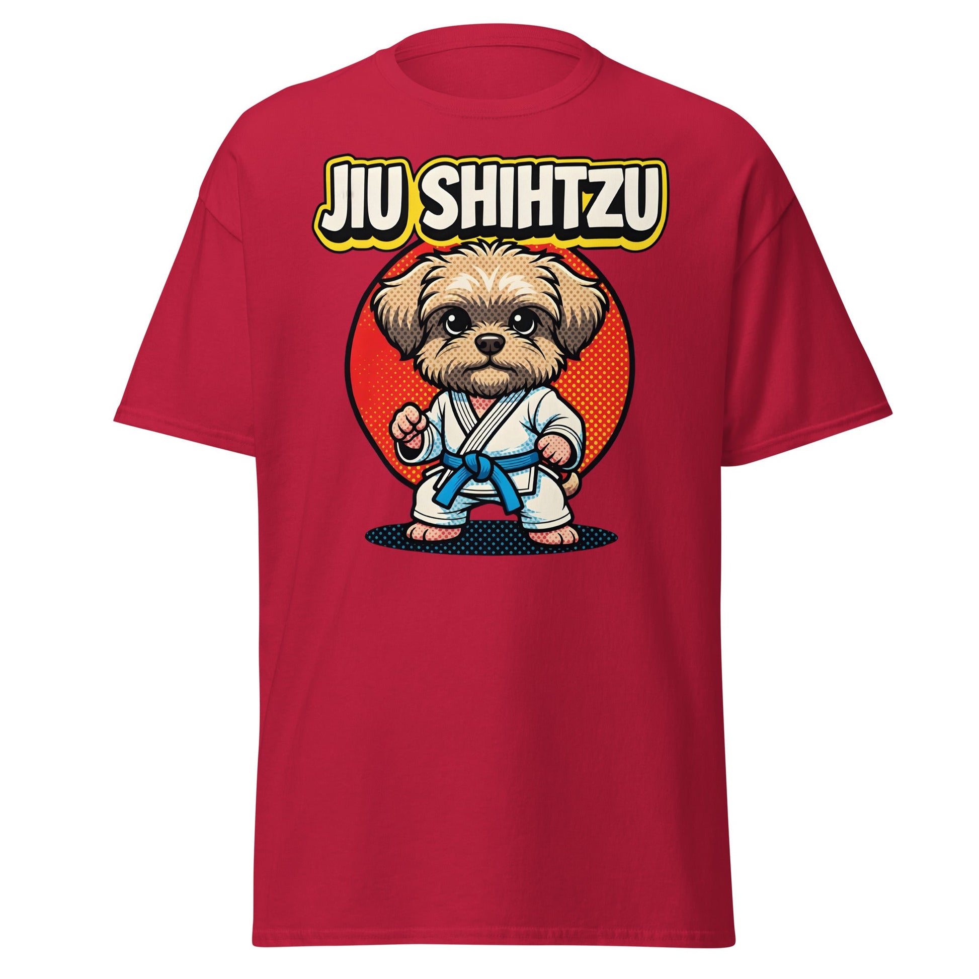 Jiu Shihtzu T-Shirt Funny BJJ Shih Tzu Dog Martial Arts Tee - Cardinal - T-Shirts Online