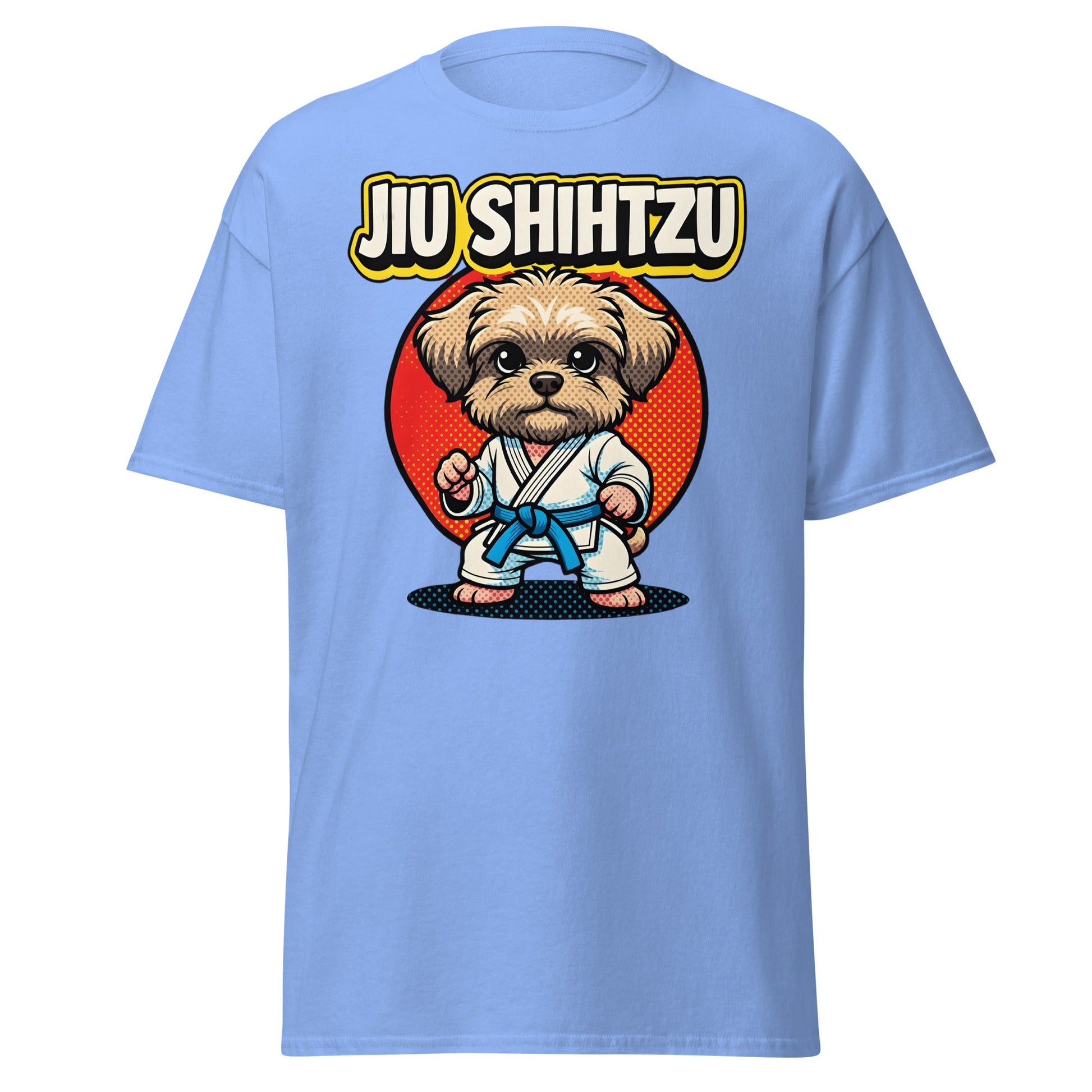 Jiu Shihtzu T-Shirt Funny BJJ Shih Tzu Dog Martial Arts Tee - Carolina Blue - T-Shirts Online