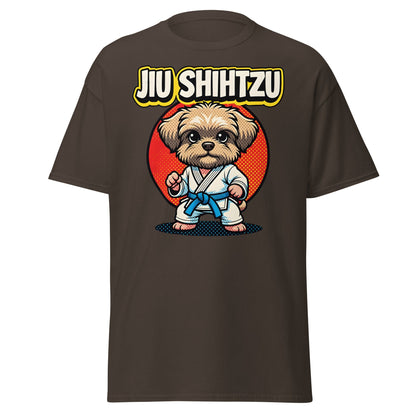 Jiu Shihtzu T-Shirt Funny BJJ Shih Tzu Dog Martial Arts Tee - Dark Chocolate - T-Shirts Online
