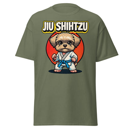 Jiu Shihtzu T-Shirt Funny BJJ Shih Tzu Dog Martial Arts Tee - Military Green - T-Shirts Online