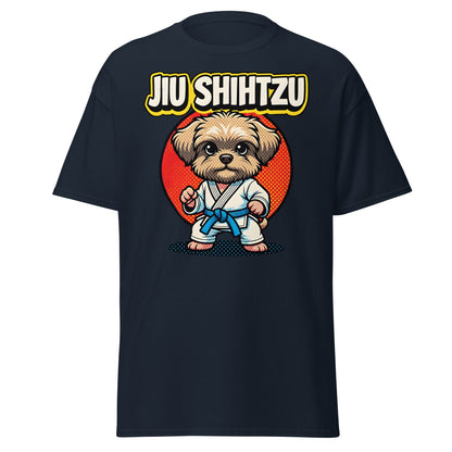 Jiu Shihtzu T-Shirt Funny BJJ Shih Tzu Dog Martial Arts Tee - Navy - T-Shirts Online